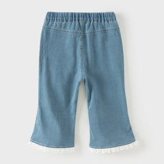 Dave&Bella Toddler Girls Summer Denim Blue Lightweight Soft Straight-leg Casual Jeans