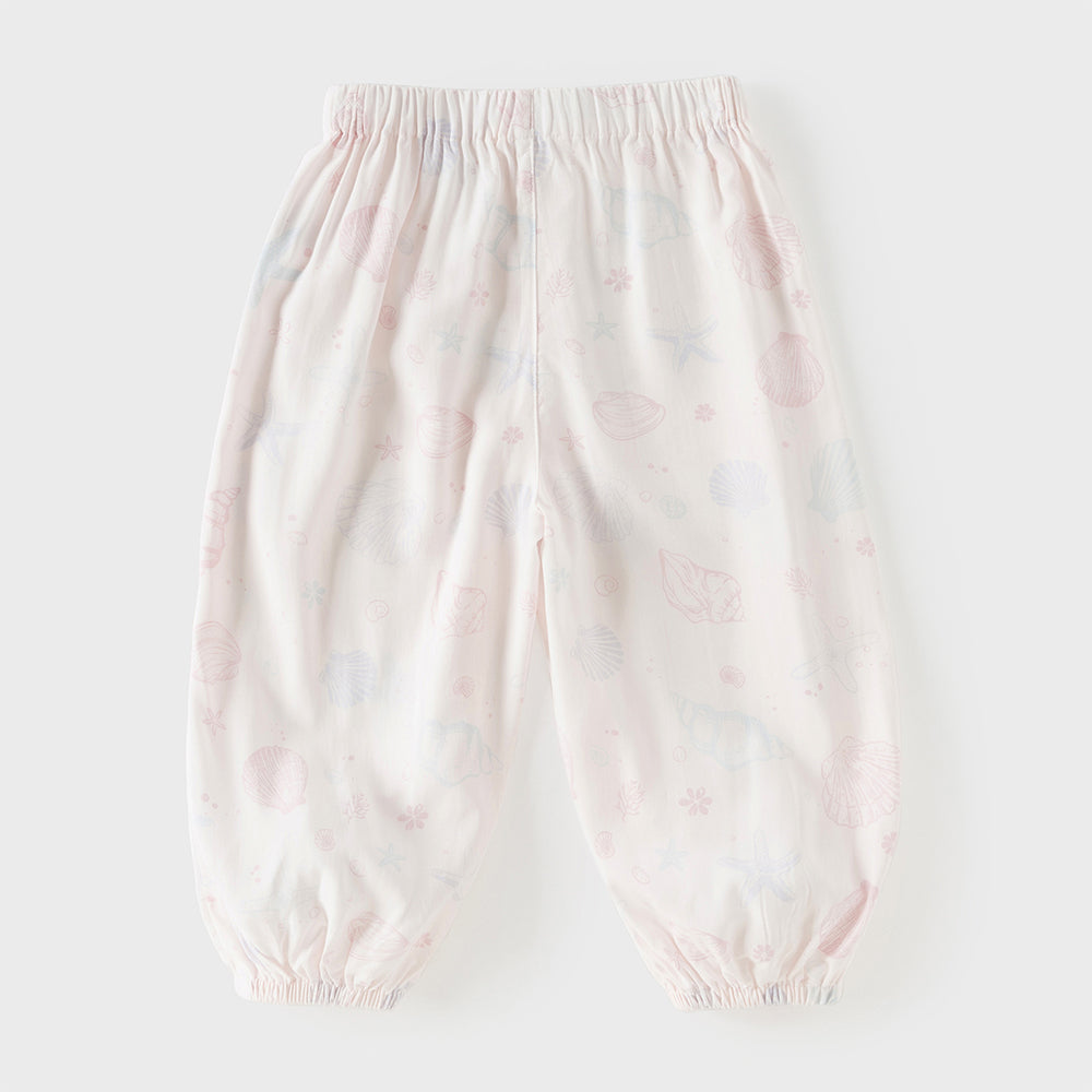 Dave&Bella Toddler Girls Summer Pink/Beige Soft Loose Mosquito Proof Jogger Pants