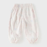 Dave&Bella Toddler Girls Summer Pink/Beige Soft Loose Mosquito Proof Jogger Pants