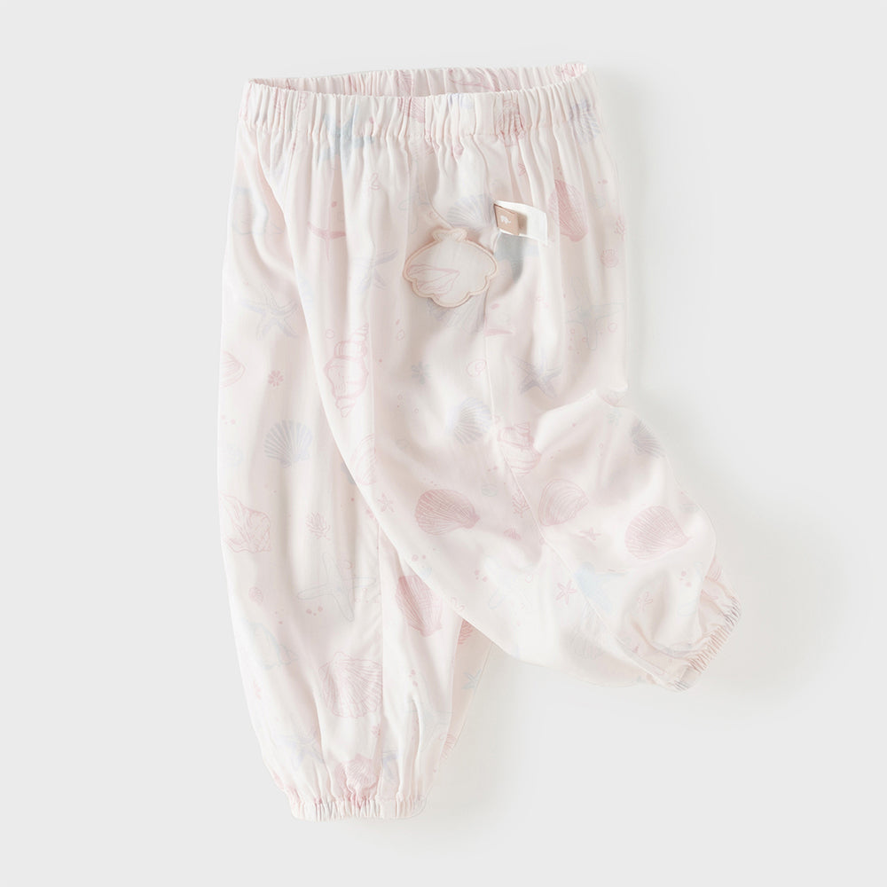 Dave&Bella Toddler Girls Summer Pink/Beige Soft Loose Mosquito Proof Jogger Pants