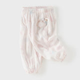 Dave&Bella Toddler Girls Summer Pink/Beige Soft Loose Mosquito Proof Jogger Pants