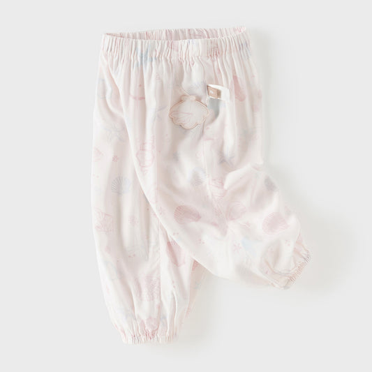 Dave&Bella Toddler Girls Summer Pink/Beige Soft Loose Mosquito Proof Jogger Pants