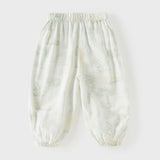 Dave&Bella Toddler Girls Summer Pink/Beige Soft Loose Mosquito Proof Jogger Pants