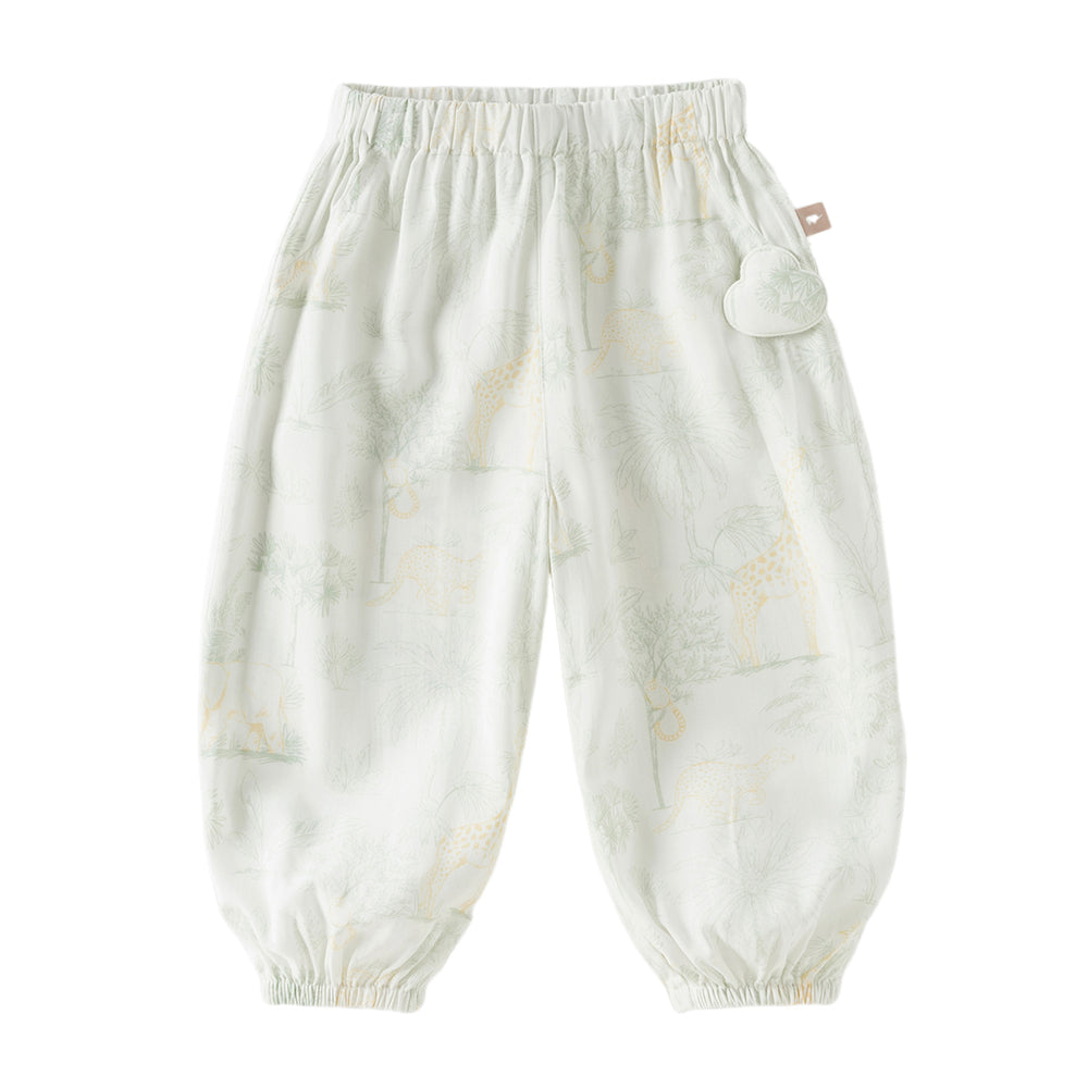 Dave&Bella Toddler Girls Summer Pink/Beige Soft Loose Mosquito Proof Jogger Pants