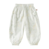 Dave&Bella Toddler Girls Summer Pink/Beige Soft Loose Mosquito Proof Jogger Pants