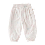 Dave&Bella Toddler Girls Summer Pink/Beige Soft Loose Mosquito Proof Jogger Pants