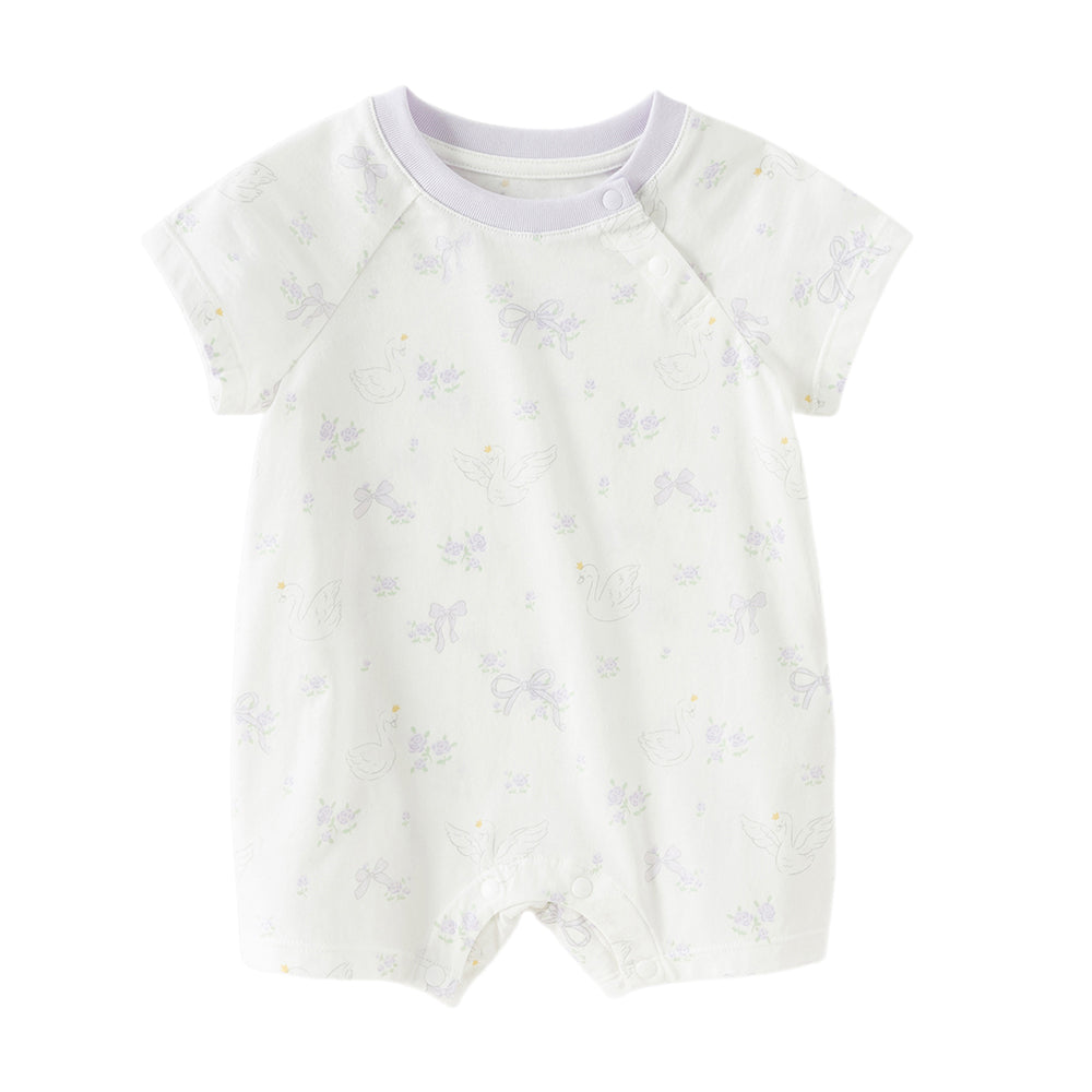 Dave&Bella Baby Girls/Boys Summer Short Sleeve Indoor Breathable Cotton Soft Rompers
