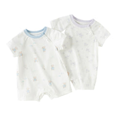 Dave&Bella Baby Girls/Boys Summer Short Sleeve Indoor Breathable Cotton Soft Rompers