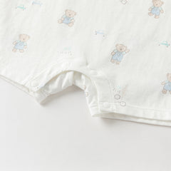 Dave&Bella Baby Girls/Boys Summer Short Sleeve Indoor Breathable Cotton Soft Rompers