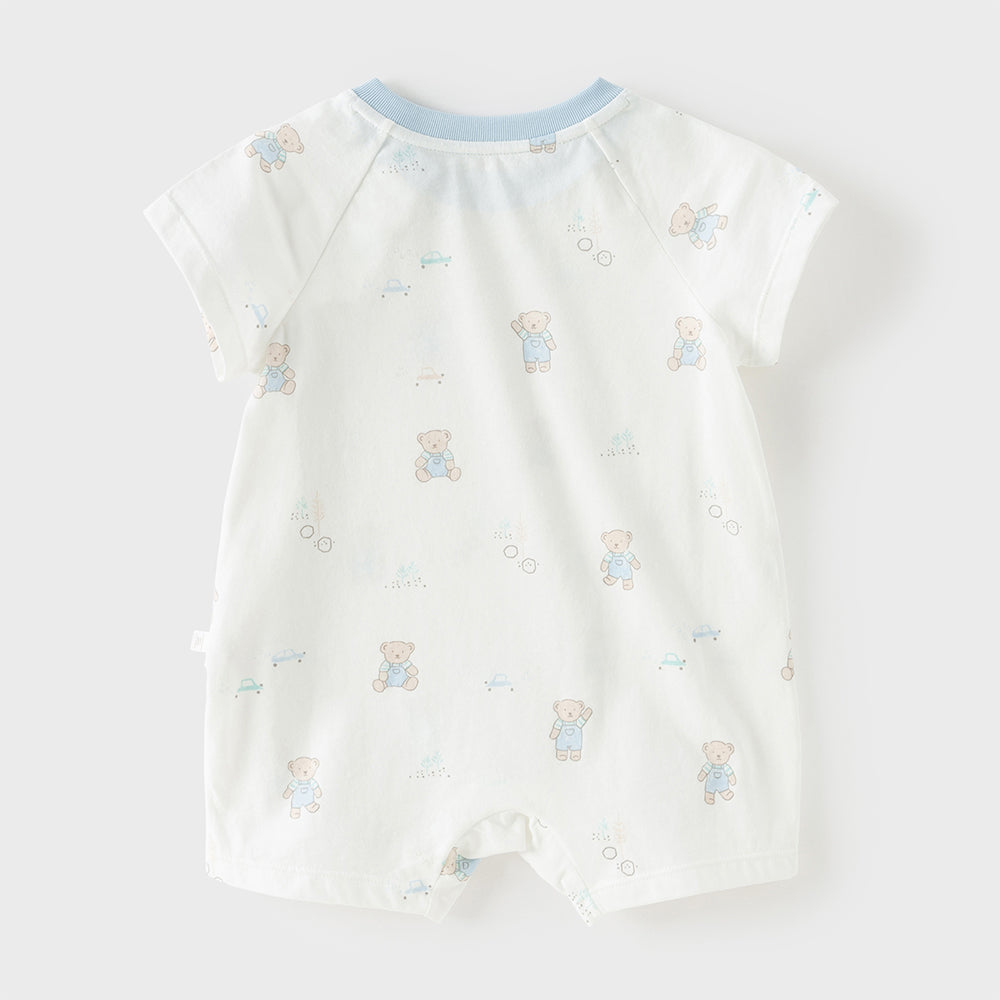 Dave&Bella Baby Girls/Boys Summer Short Sleeve Indoor Breathable Cotton Soft Rompers