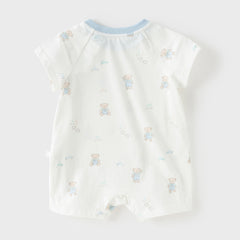 Dave&Bella Baby Girls/Boys Summer Short Sleeve Indoor Breathable Cotton Soft Rompers