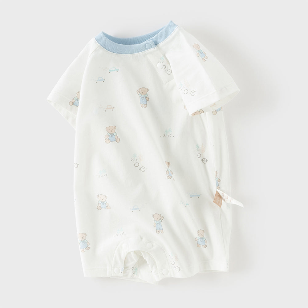 Dave&Bella Baby Girls/Boys Summer Short Sleeve Indoor Breathable Cotton Soft Rompers