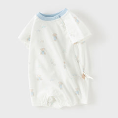 Dave&Bella Baby Girls/Boys Summer Short Sleeve Indoor Breathable Cotton Soft Rompers