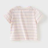 Dave&Bella Toddler Girls/Boys Summer Stylish Pink/Yellow Striped Soft Cotton Daily T-shirts