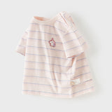 Dave&Bella Toddler Girls/Boys Summer Stylish Pink/Yellow Striped Soft Cotton Daily T-shirts