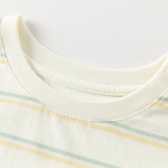 Dave&Bella Toddler Girls/Boys Summer Stylish Pink/Yellow Striped Soft Cotton Daily T-shirts