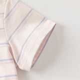 Dave&Bella Toddler Girls/Boys Summer Stylish Pink/Yellow Striped Soft Cotton Daily T-shirts