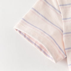 Dave&Bella Toddler Girls/Boys Summer Stylish Pink/Yellow Striped Soft Cotton Daily T-shirts