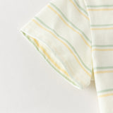 Dave&Bella Toddler Girls/Boys Summer Stylish Pink/Yellow Striped Soft Cotton Daily T-shirts
