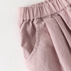 Dave&Bella Summer Toddler Girls Comfortable Purple/Khaki Straight-leg Wide Soft Long Pants