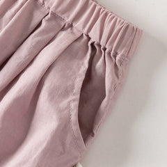 Dave&Bella Summer Toddler Girls Comfortable Purple/Khaki Straight-leg Wide Soft Long Pants