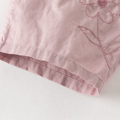 Dave&Bella Summer Toddler Girls Comfortable Purple/Khaki Straight-leg Wide Soft Long Pants