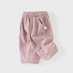 Dave&Bella Summer Toddler Girls Comfortable Purple/Khaki Straight-leg Wide Soft Long Pants