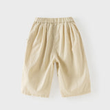 Dave&Bella Summer Toddler Girls Comfortable Purple/Khaki Straight-leg Wide Soft Long Pants