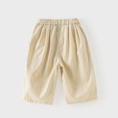 Dave&Bella Summer Toddler Girls Comfortable Purple/Khaki Straight-leg Wide Soft Long Pants