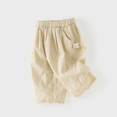 Dave&Bella Summer Toddler Girls Comfortable Purple/Khaki Straight-leg Wide Soft Long Pants