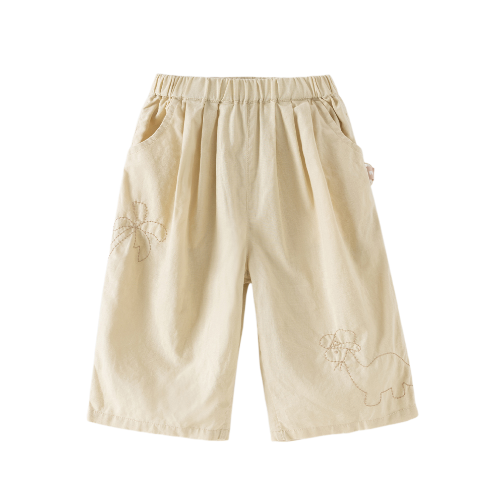 Dave&Bella Summer Toddler Girls Comfortable Purple/Khaki Straight-leg Wide Soft Long Pants