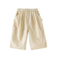 Dave&Bella Summer Toddler Girls Comfortable Purple/Khaki Straight-leg Wide Soft Long Pants