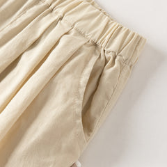 Dave&Bella Summer Toddler Girls Comfortable Purple/Khaki Straight-leg Wide Soft Long Pants