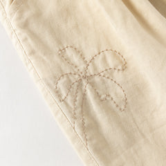 Dave&Bella Summer Toddler Girls Comfortable Purple/Khaki Straight-leg Wide Soft Long Pants