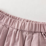 Dave&Bella Summer Toddler Girls Comfortable Purple/Khaki Straight-leg Wide Soft Long Pants