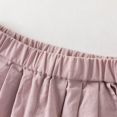 Dave&Bella Summer Toddler Girls Comfortable Purple/Khaki Straight-leg Wide Soft Long Pants