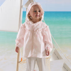 Dave&Bella Toddler Girls Summer Cute Pink Fruit Print Lightweight Outdoor Sunscreen Jackets