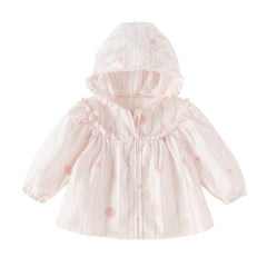 Dave&Bella Toddler Girls Summer Cute Pink Fruit Print Lightweight Outdoor Sunscreen Jackets