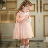 Dave&Bella Toddler Girls Summer Sweet Pink Sleeveless Soft Mesh Dress(wallet bag)