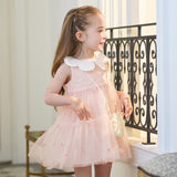 Dave&Bella Toddler Girls Summer Sweet Pink Sleeveless Soft Mesh Dress(wallet bag)