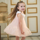 Dave&Bella Toddler Girls Summer Sweet Pink Sleeveless Soft Mesh Dress(wallet bag)