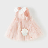 Dave&Bella Toddler Girls Summer Sweet Pink Sleeveless Soft Mesh Dress(wallet bag)