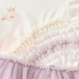 Dave&Bella Toddler Girls Summer Elegant Swan Purple Mesh A-line Princess