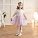 Dave&Bella Toddler Girls Summer Elegant Swan Purple Mesh A-line Princess