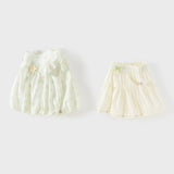 Dave&Bella Toddler Girls Summer Sweet Beige Flutter Sleeve Lightweight Soft Outfit Sets