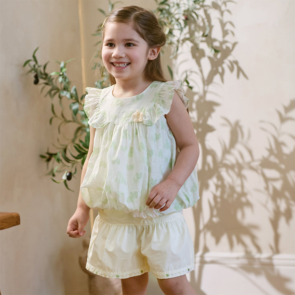 Dave&Bella Toddler Girls Summer Sweet Beige Flutter Sleeve Lightweight Soft Outfit Sets