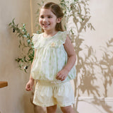 Dave&Bella Toddler Girls Summer Sweet Beige Flutter Sleeve Lightweight Soft Outfit Sets