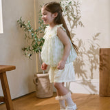 Dave&Bella Toddler Girls Summer Sweet Beige Flutter Sleeve Lightweight Soft Outfit Sets