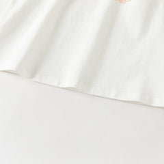 Dave&Bella Toddler Girls Summer White Cartoon Print Mesh Flutter Sleeve Casual T-shirts