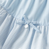 Dave&Bella Summer Toddler Girls Cute Blue White Plaid Breathable Waist Shorts